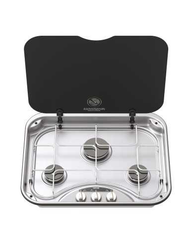 réchaud encastrable 3 feux basic line 345 avec grille chromée - thetford - Thetford - 5060252080958