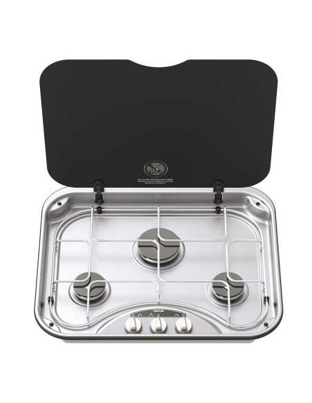 réchaud encastrable 3 feux basic line 345 avec grille chromée - thetford - Thetford - 5060252080958