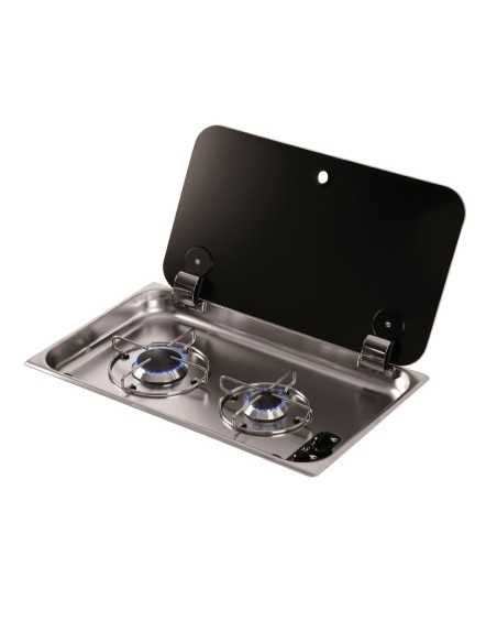réchaud 2 feux avec couvercle can - Générique - 8053617440112
