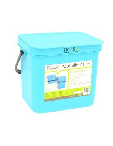 poubelle à suspendre 7 litres bleue - incasa - INCASA - 3700628229476