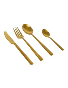 set de 16 couverts au style industriel finition dorée - bo-camp - Bo-camp - 8712013021515