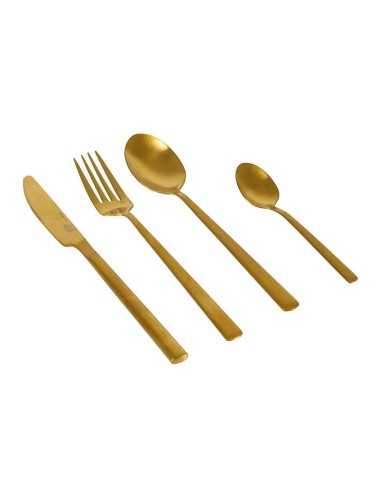set de 16 couverts au style industriel finition dorée - bo-camp - Bo-camp - 8712013021515