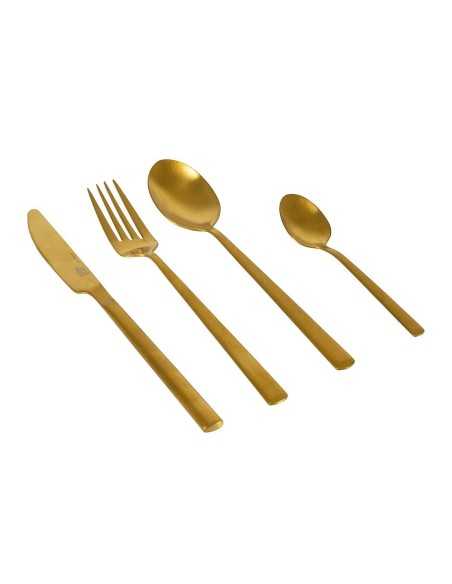 set de 16 couverts au style industriel finition dorée - bo-camp - Bo-camp - 8712013021515