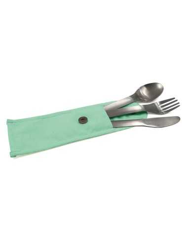 couverts nomades en inox pochette verte - cookut - Cookut - 3760195169513