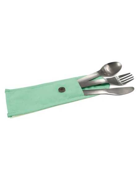 couverts nomades en inox pochette verte - cookut - Cookut - 3760195169513