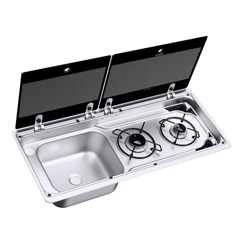 plan de cuisson compact 2 feux evier à droite - dometic 395956