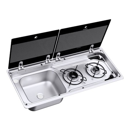 plan de cuisson compact 2 feux evier à droite - dometic 395956