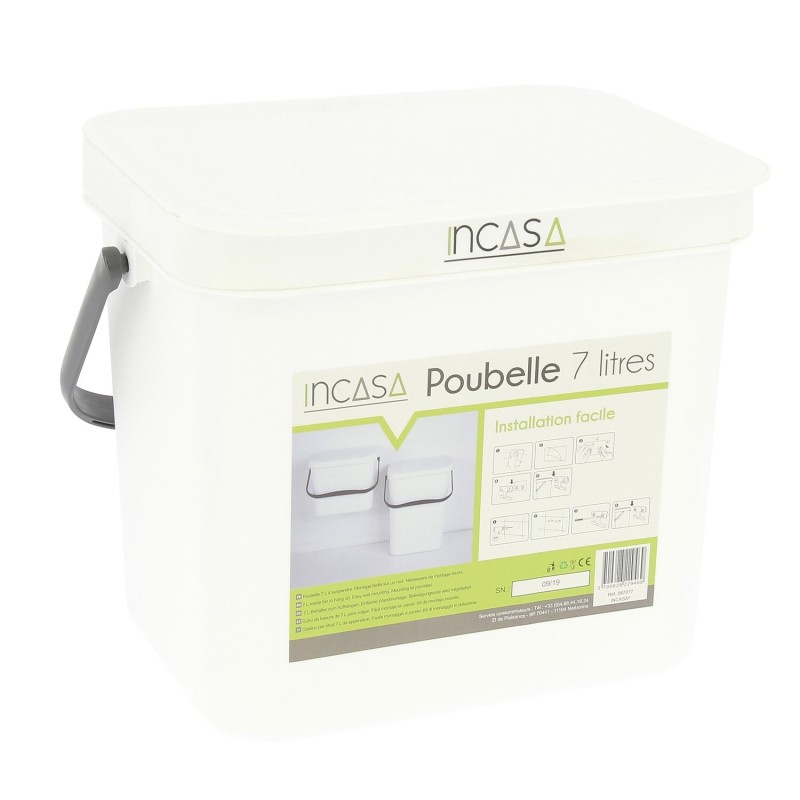 poubelle à suspendre 7 litres blanche - incasa 394785