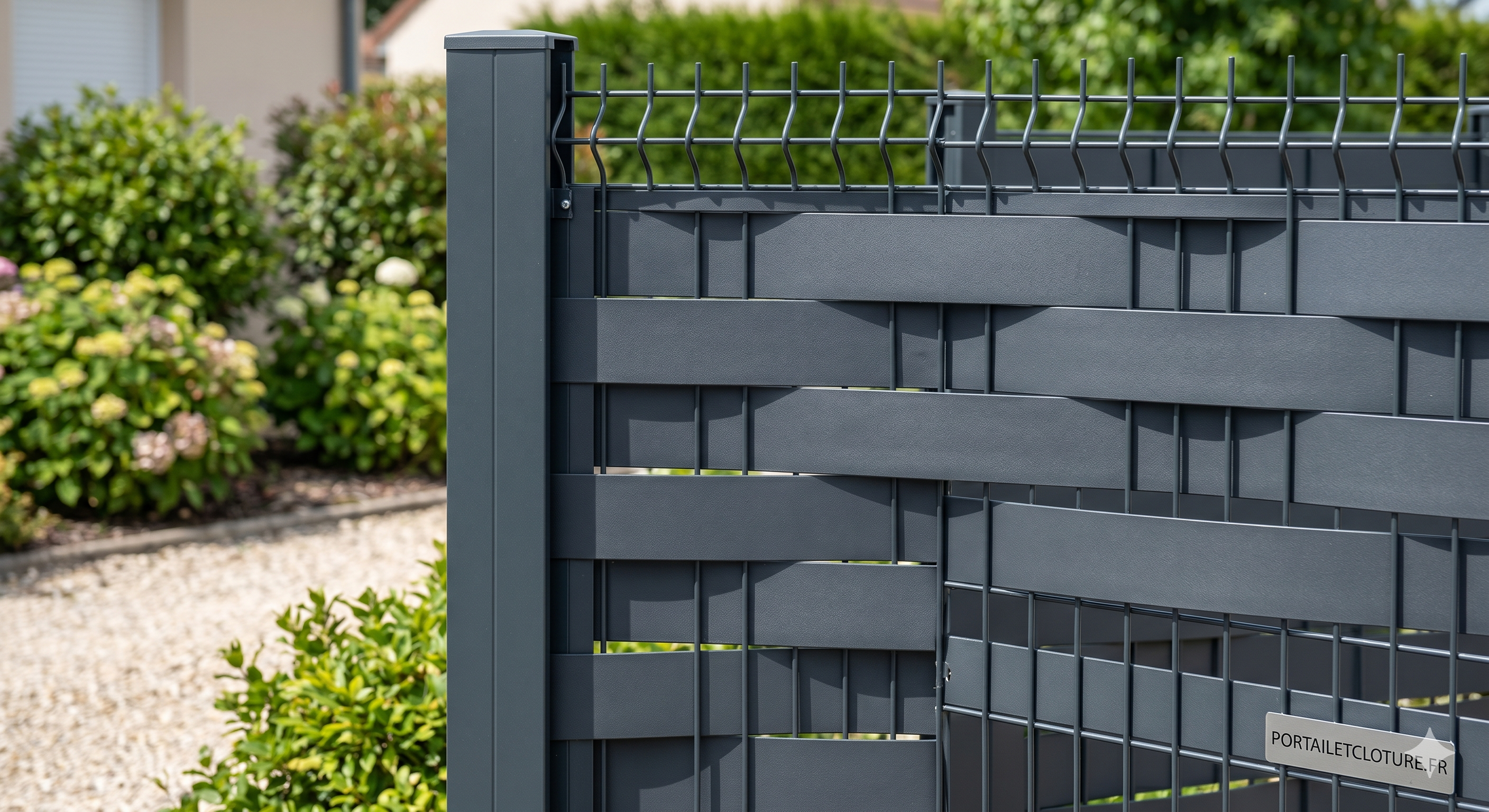 Perspective d'occultation totale avec brise-vue anthracite haute densité